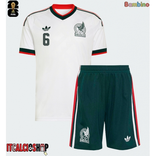 Messico Erik Lira #6 Seconda Maglia Bambino Mondiali 2026 Manica Corta (+ Pantaloni corti)